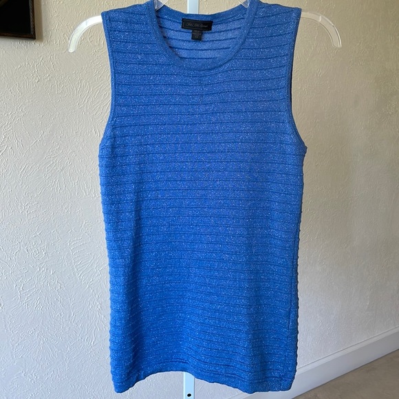 Saks Fifth Avenue made in Italy gorgeous metallic blue wool tank & cardigan set - Picture 2 of 10